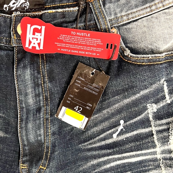 New Hustle Gang Men’s Denim Shorts. Size 42 Montego Wash 98011 Fisher Hip style - Picture 12 of 12